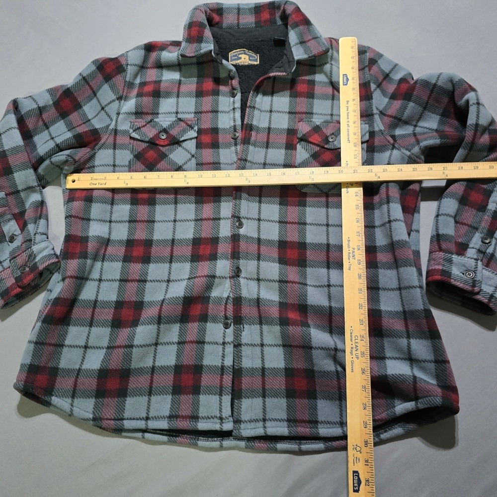 Freedom Foundry Shirt Jacket Mens 2XL Gray Red Plaid Sherpa Lined Fleece Shacket - Picture 2 of 5